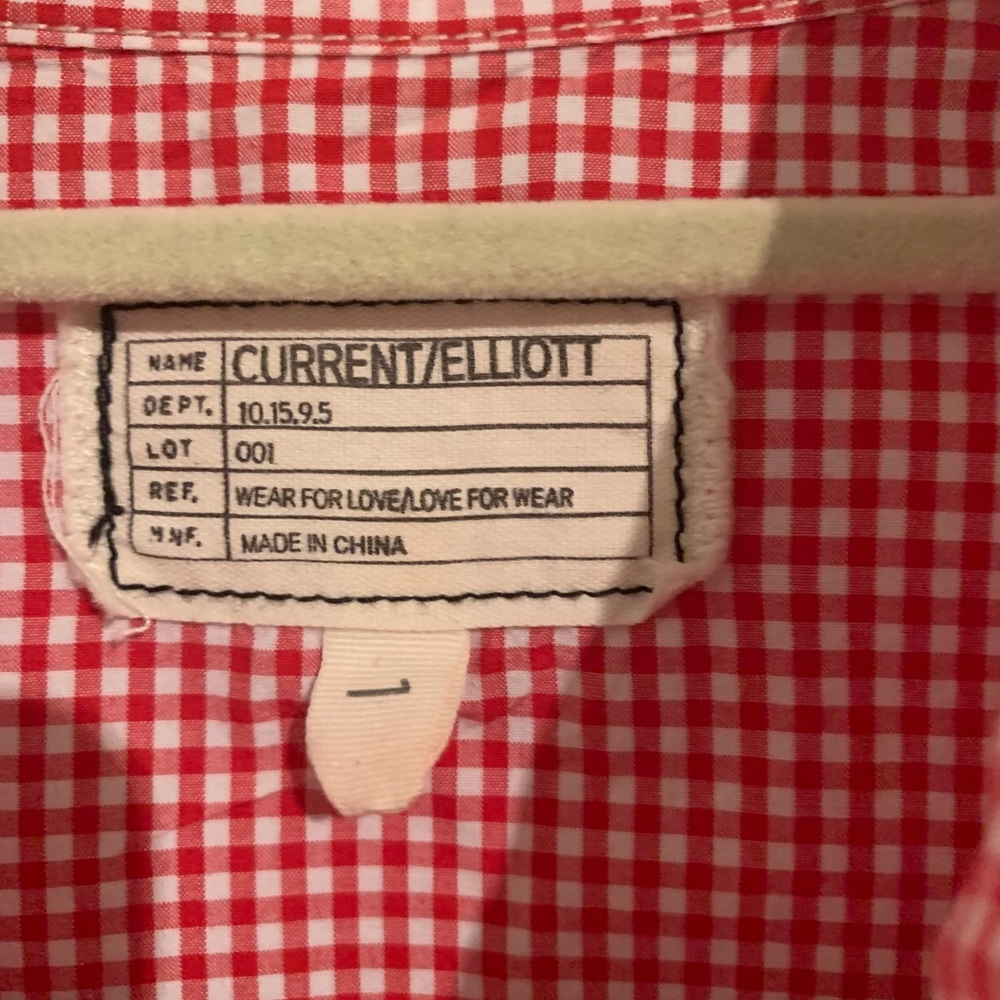 CURRENT/ELLIOTT The perfect shirt red gingham 1 S - Picture 3 of 8